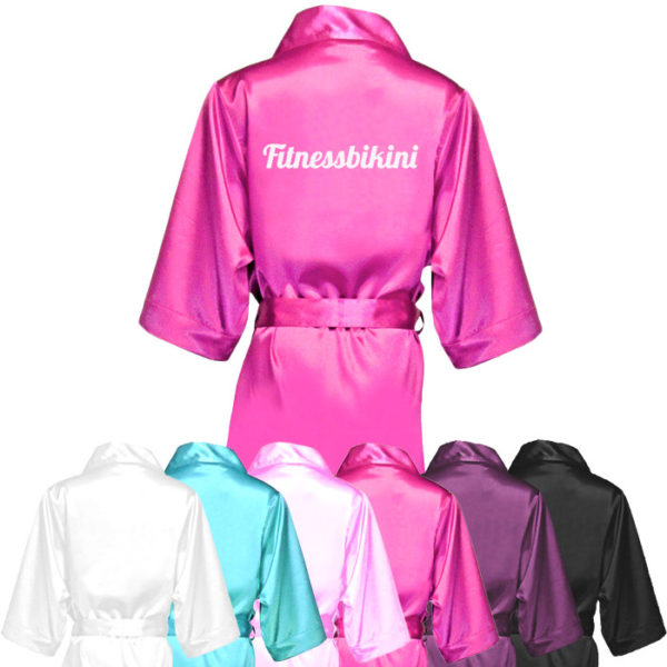 Атласный халат «Fitnessbikini» для фитнес-бикини (розовый)